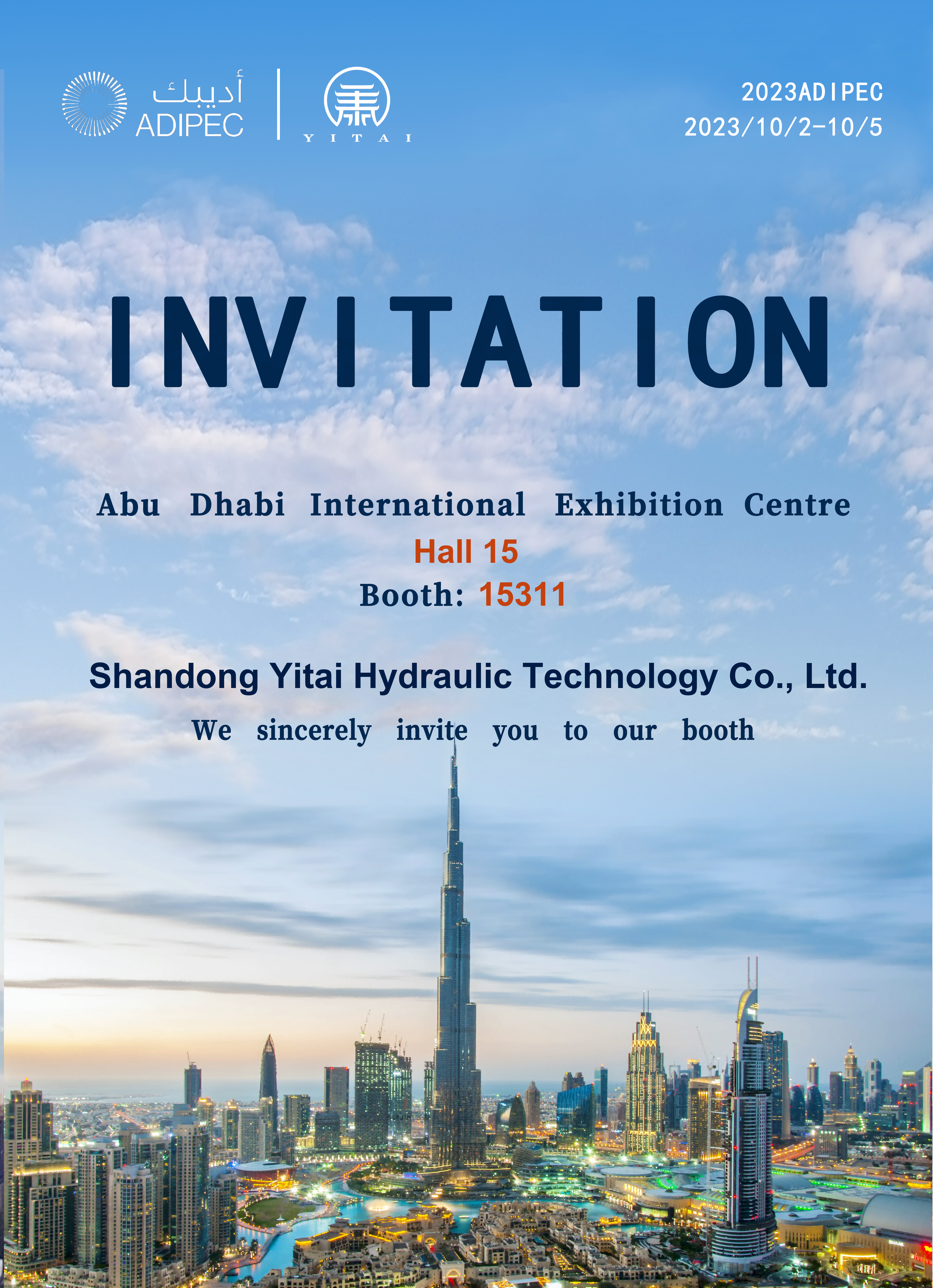 Yitai Hydraulic vil deltage i ADIPEC 2023